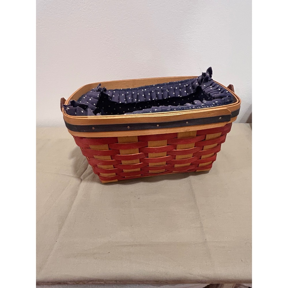 Bradford Basket Company 1995 Flag Basket Patriotic Woven Wood Star Liner USA - Picture 2 of 6